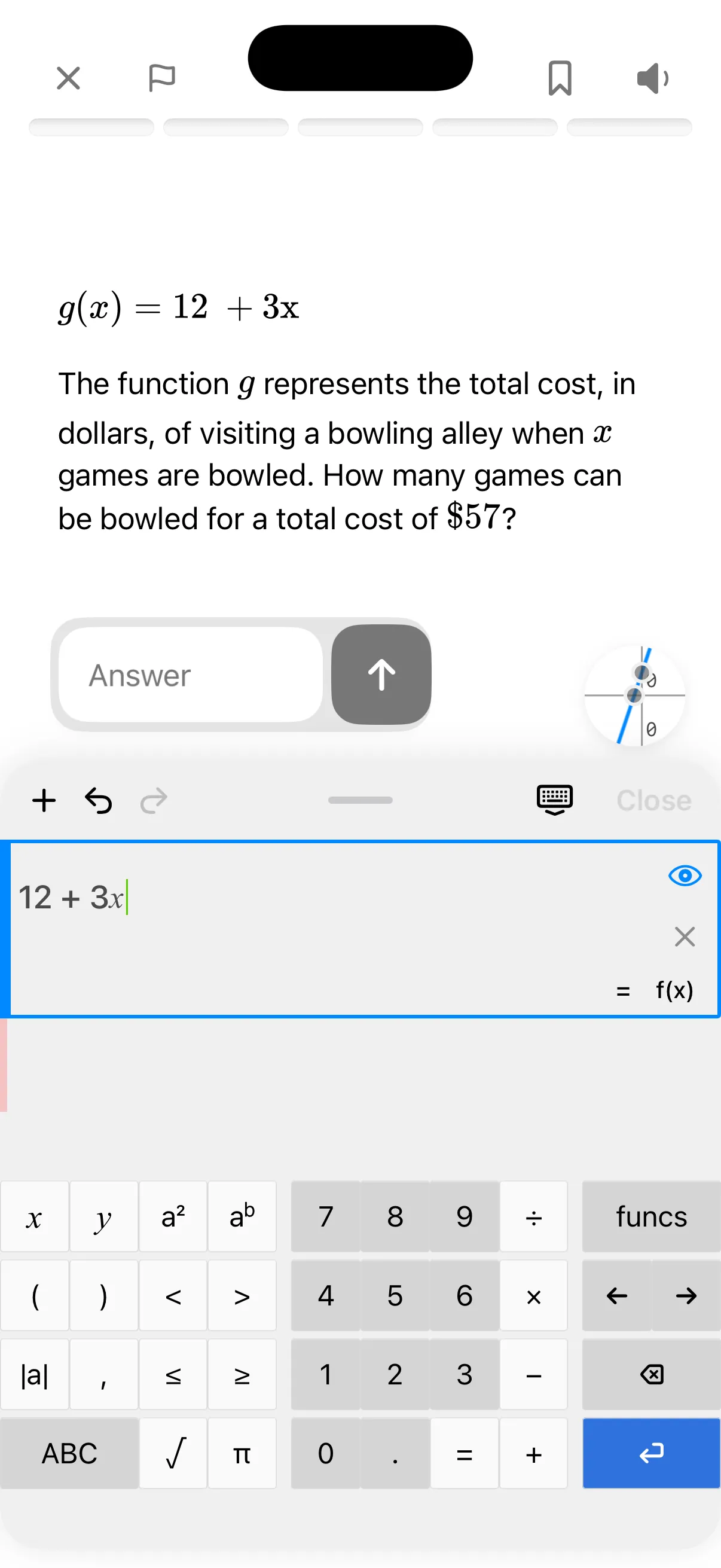 Brainblast SAT question with answer input and calculator